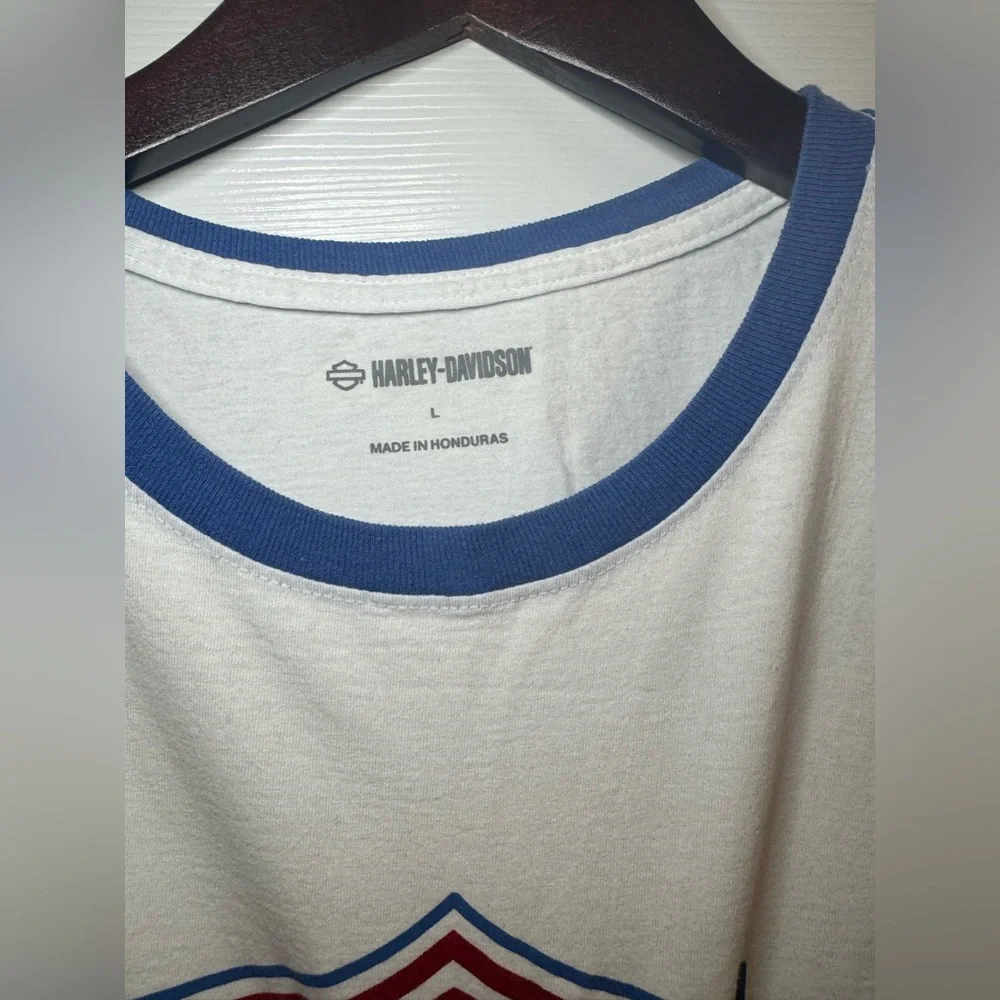 Harley-Davidson Crew Neck T shirt size large orange blue white